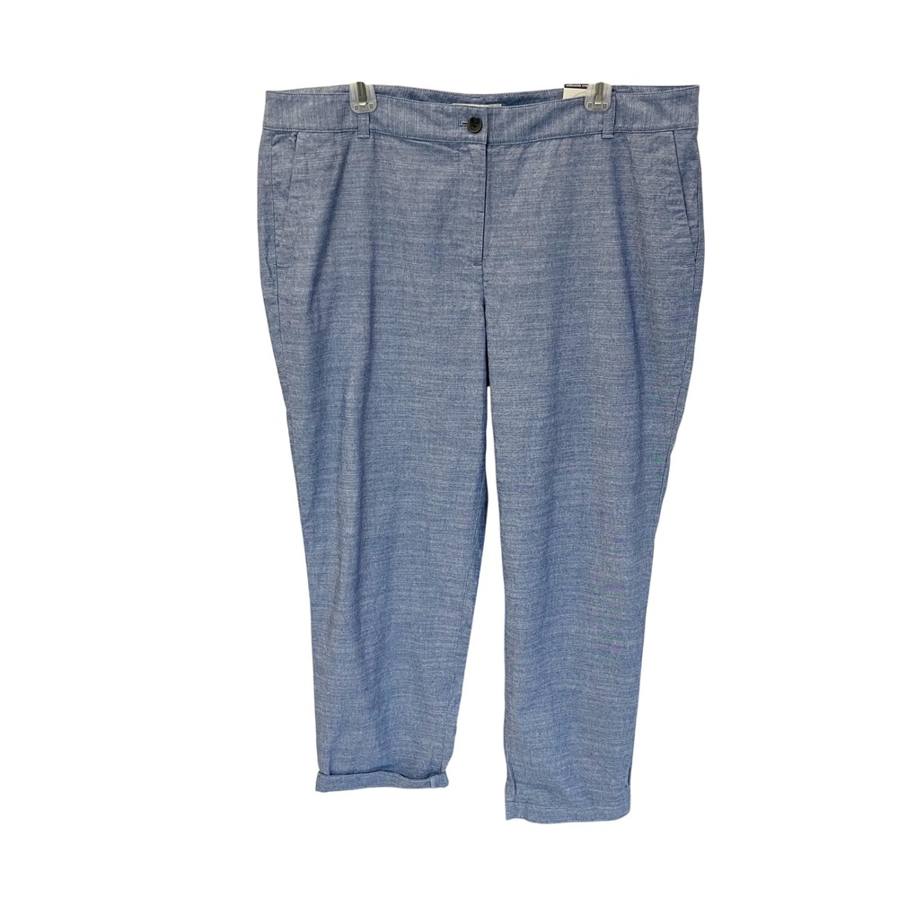 NEW Talbots Simply Flattering Weekend Chino Blue Cotton Pants Straight Leg Sz 16